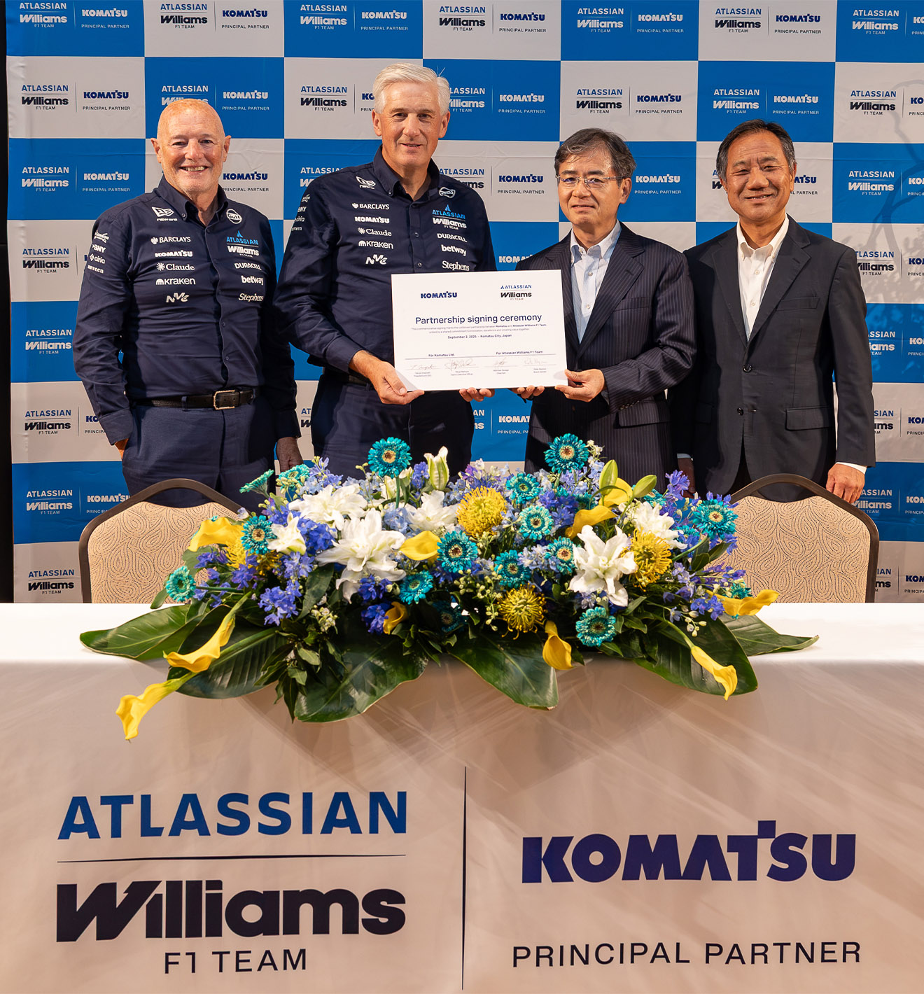 Komatsu and Atlassian Williams F1 Team renew award-winning global partnership with expanded technical collaboration